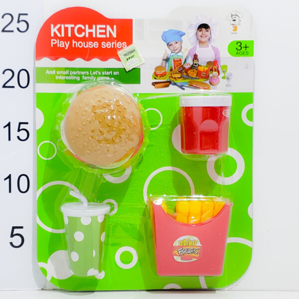 Set Kitchen De Comida, Vaso Y Papas Fritas En Blister