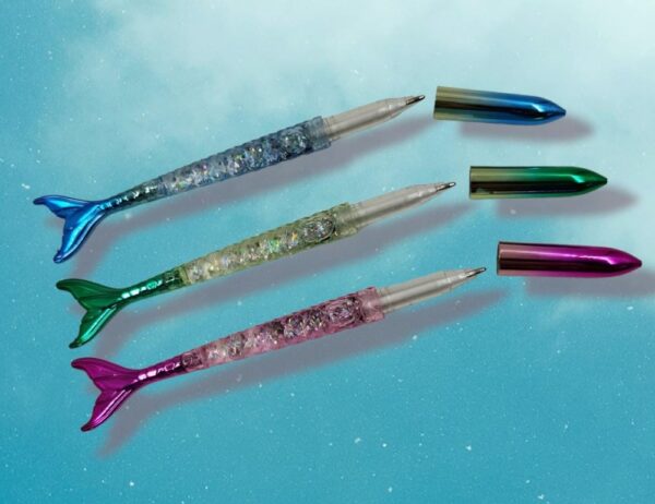 BIROME SIRENA CON GLITTER, TINTA COLOR AZUL.