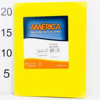 Cuaderno Tapa Dura 42 Hojas Rayadas Formato 16 X 21 Cm America Amarillo