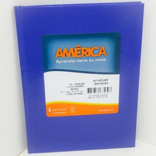 Cuaderno Tapa Dura 42 Hojas Rayadas Formato 16 X 21 Cm America Azul