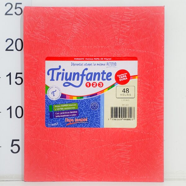 Cuaderno T/d Triunfante 123 19x24cm 48hoja Liso ROJO