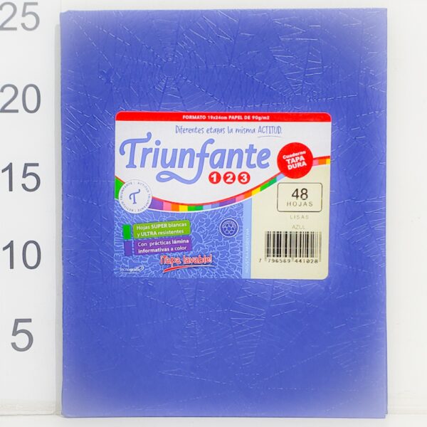 Cuaderno T/d Triunfante 123 19x24cm 48hoja Liso AZUL