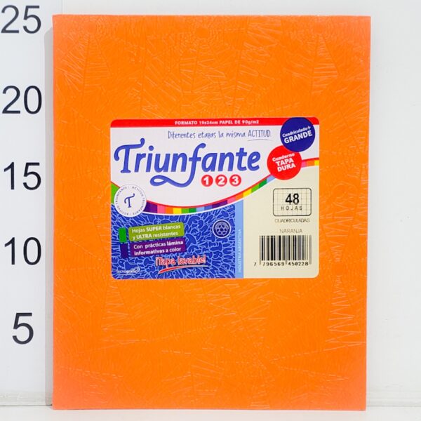 Cuaderno T/d Triunfante 123 19x24cm 48hoja Cuadriculadas NARANJA