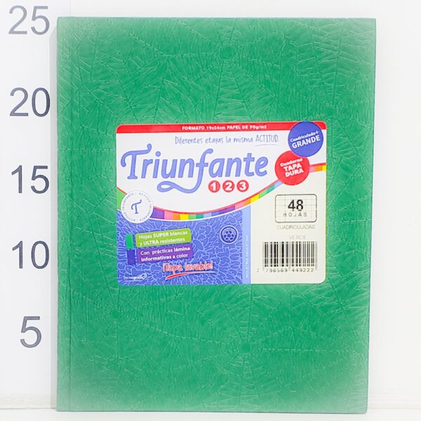 Cuaderno T/d Triunfante 123 19x24cm 48hoja Cuadriculadas VERDE