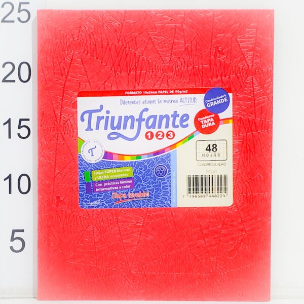 Cuaderno T/d Triunfante 123 19x24cm 48hoja Cuadriculadas ROJO