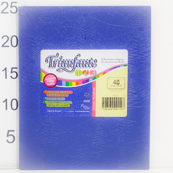 Cuaderno T/d Triunfante 123 19x24cm 48hoja Rayadas AZUL