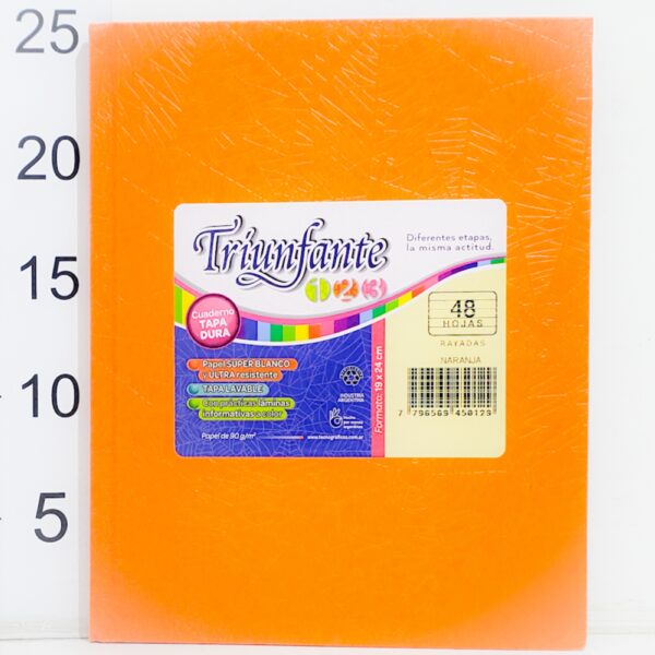 Cuaderno T/d Triunfante 123 19x24cm 48hoja Rayadas NARANJA