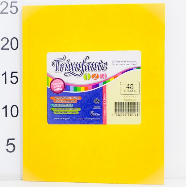 Cuaderno T/d Triunfante 123 19x24cm 48hoja Rayadas AMARILLO