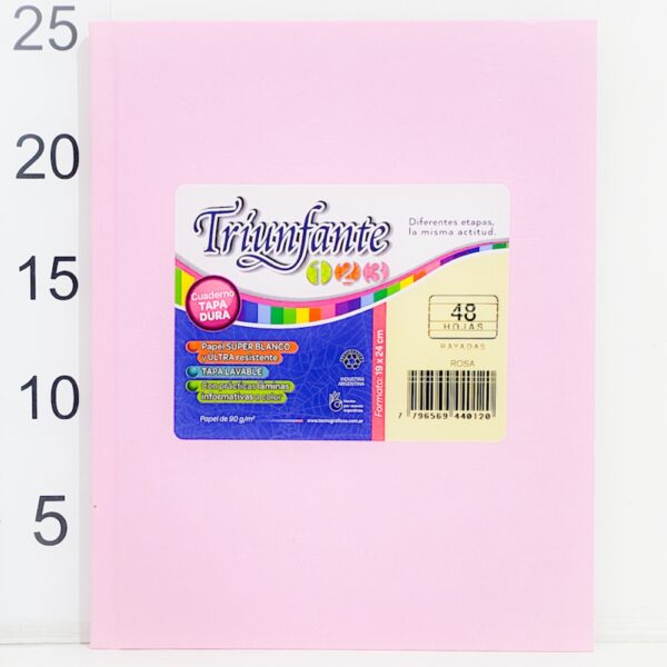 Cuaderno T/d Triunfante 123 19x24cm 48hoja Rayadas ROSA