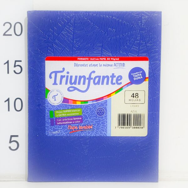 Cuaderno T/d Triunfante Forrado 16x21cm 48hoja Liso AZUL