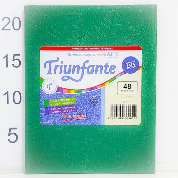 Cuaderno T/d Triunfante Forrado 16x21cm 48hoja Liso VERDE