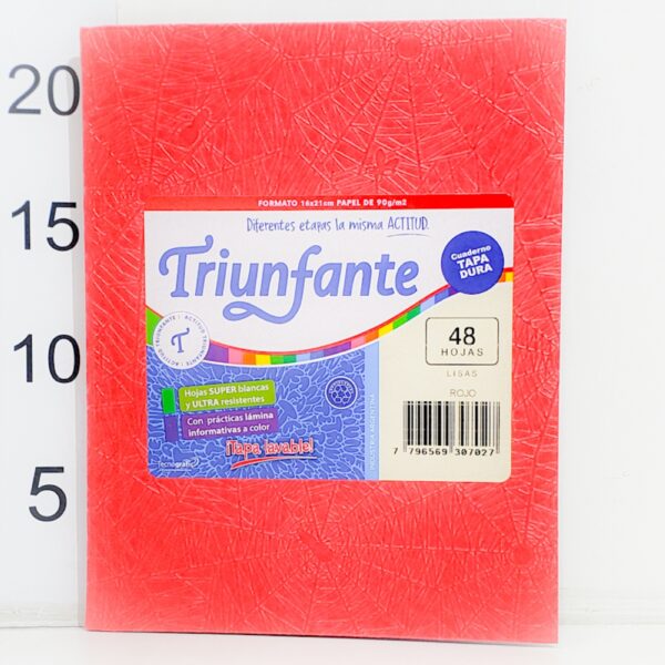 Cuaderno T/d Triunfante Forrado 16x21cm 48hoja Liso ROJO