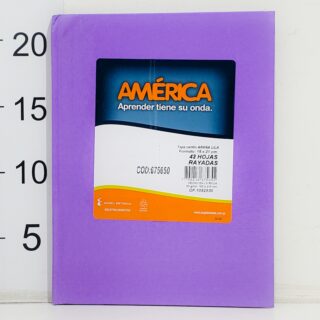 Cuaderno Tapa Dura 42 Hojas Rayadas Formato 16 X 21 Cm America LILA
