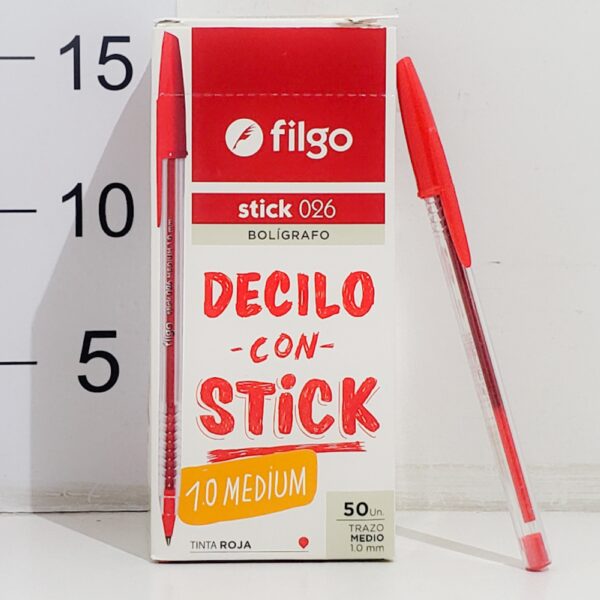 Lapicera Birome Filgo Stick 1 Mm -roja