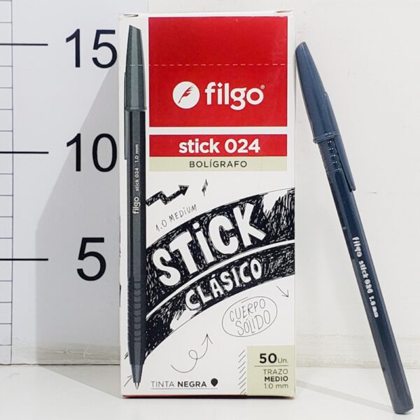 Lap. Boligrafo C/tapa Filgo Stick 024 Clasico 1mm Negra x unidad