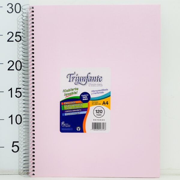 CUADERNO 29.7 T/D TRIUNFANTE VINILICO A4 120H RAYADA