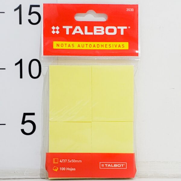 Notas Autoadhesivas Talbot 37.5x50 Mm -x4 Tacos X 100 Hojas