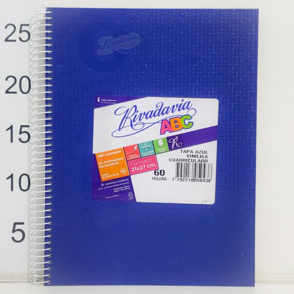 Cuaderno T/dura ESPIRAL 21X27 RIVADAVIA ABC CUADRICULADO