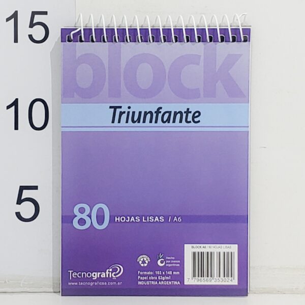 Block C/espiral TRIUNFANTE A6 LISAS 80HOJA