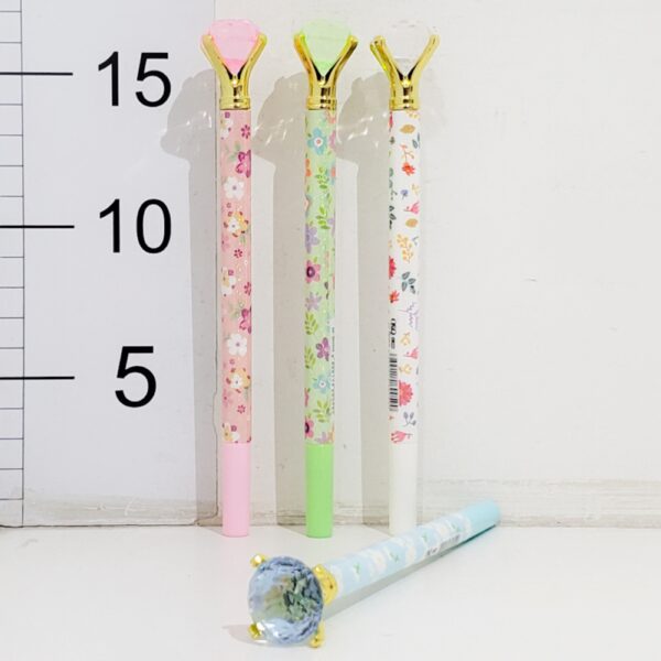 Boligrafo Punta Aguja Estampado Flores C/diamante