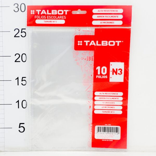 Folio N°3 Escolar Talbot Polipropileno Ep X10u