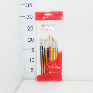 Set Skycolor Pinceles De Madera Redondos Blister X 12 Unid