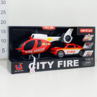 Auto helicop bombero c/luz-son en caja