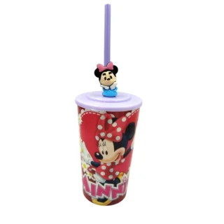 VASO MINNIE C/ TAPA Y SORBETE
