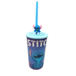 VASO STITCH C/ TAPA Y SORBETE