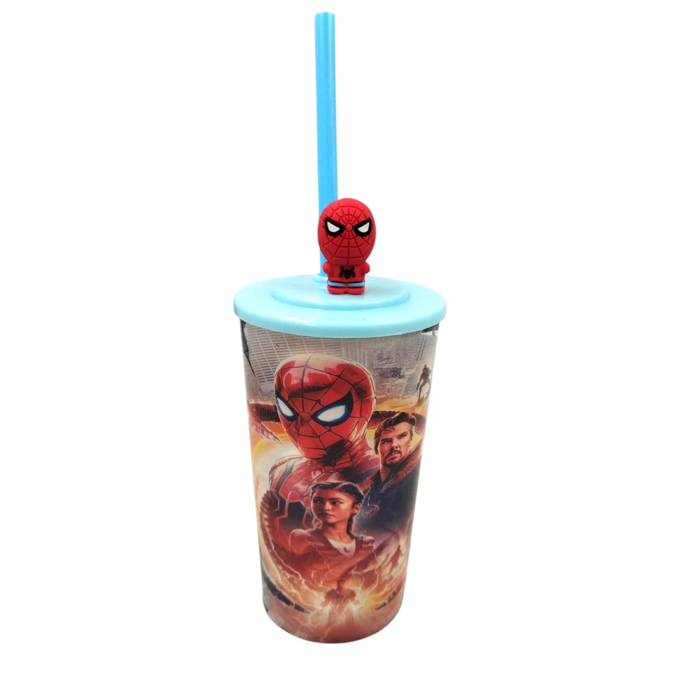 VASO SPIDERMAN C/ TAPA Y SORBETE