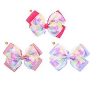 Pico moño tela doble con estampa llama x1pcs