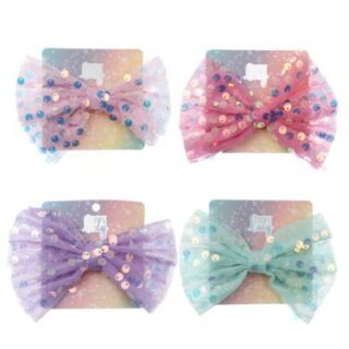 Gomita x unidad con moño, dije de estrellas y lentejuelas