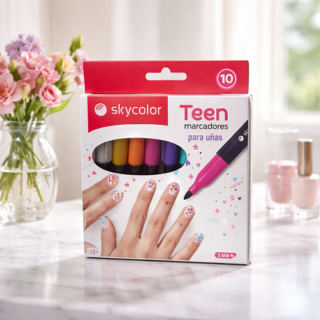 MARCADOR TEEN P/UÑA SKYCOLOR X10COLORES