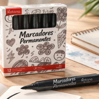 Marcador permanente KATANA punta redonda NEGRO x1pcs