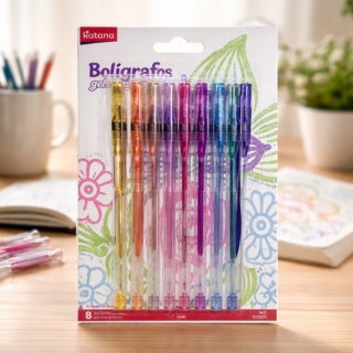 Birome boligrafo KATANA gel c/brillo x8 blister