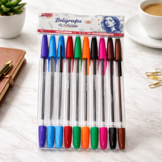 Birome boligrafo x10 colores en bolsa