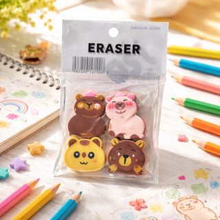 Goma de borrar CAPYBARA EN BOLSA X4PCS