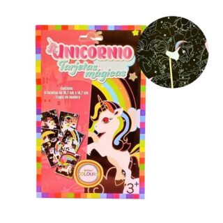 Papel mágico UNICORNIO x6 tarjetas + 1lapiz madera