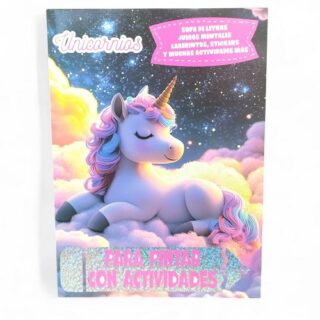 Libro actividades y para pintar c/stickers UNICORNIOS