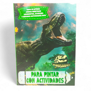 Libro actividades y para pintar c/stickers DINO