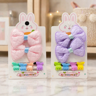 Set de 4broche mini mariposa +2colita c/moño