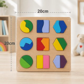 Rompecabeza geometrico de madera x9pcs 20x20cm
