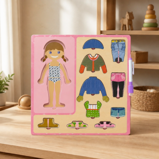 Puzzle cuerpo humano c/pizarra y marcador madera 30x30cm