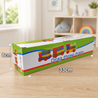 Tren formas y color madera 8x33cm en caja