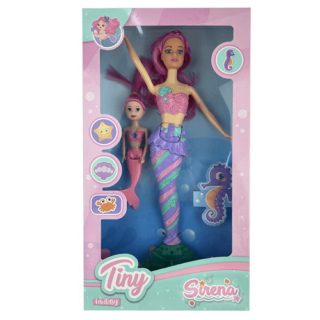 Muñeca TINY sirena y mini sirena en caja