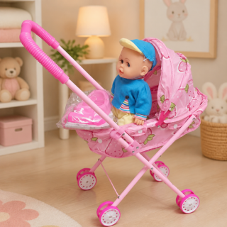 Coche cuna metal c/bebe accesorio