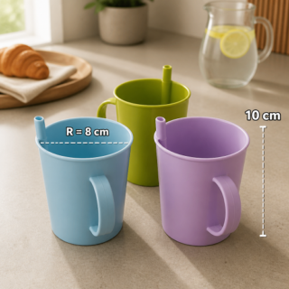 Vaso con asa y sorbete color liso