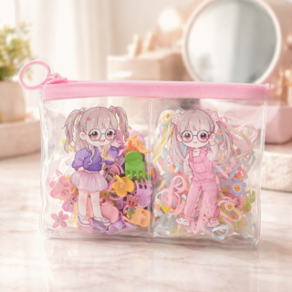 Set de colita y broche mini p/pelo estuche