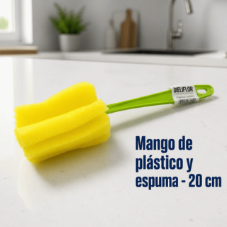 Cepillo limpiabotella/mamadera de espuma