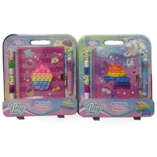Cuaderno con candado pop it birome multicolor y resaltadores